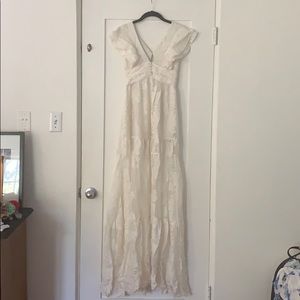 Rachel Zoe Silk White Maxi w/Slit Dress